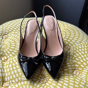 Black Patent Leather Slingback Heels